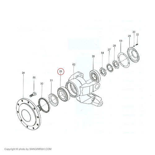 بلبرینگ بزرگ چرخ جلو گریدر هپکو HG180D