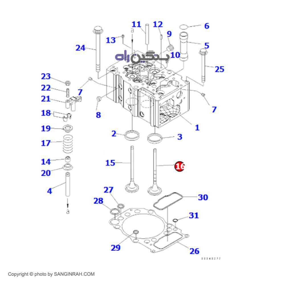سوپاپ دود موتور کوماتسو 6D 170 E-5