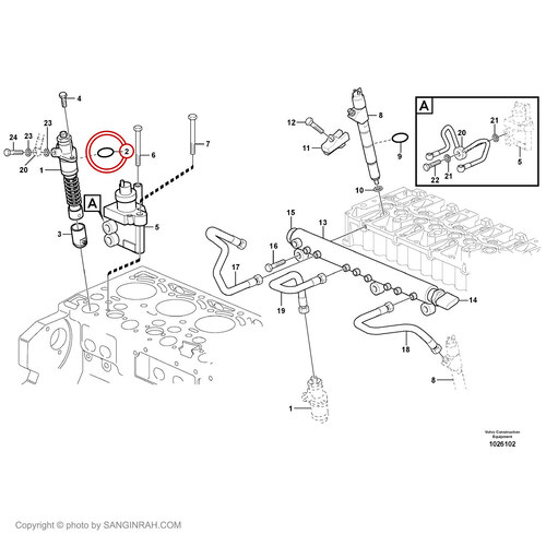 اورینگ پمپچه سوخت بیل مکانیکی ولوو EC 210 BLC
