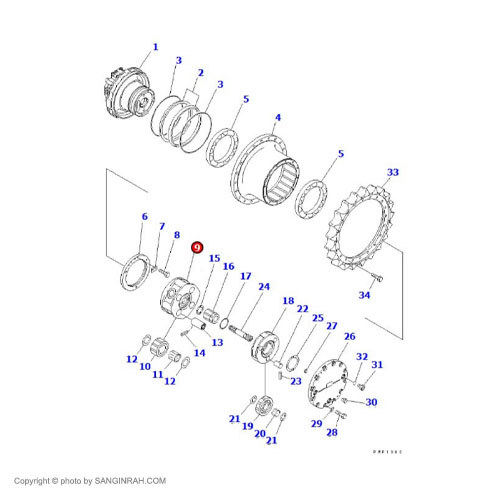 کاریر بزرگ گیربکس حرکت بیل مکانیکی کوماتسو PC200-7