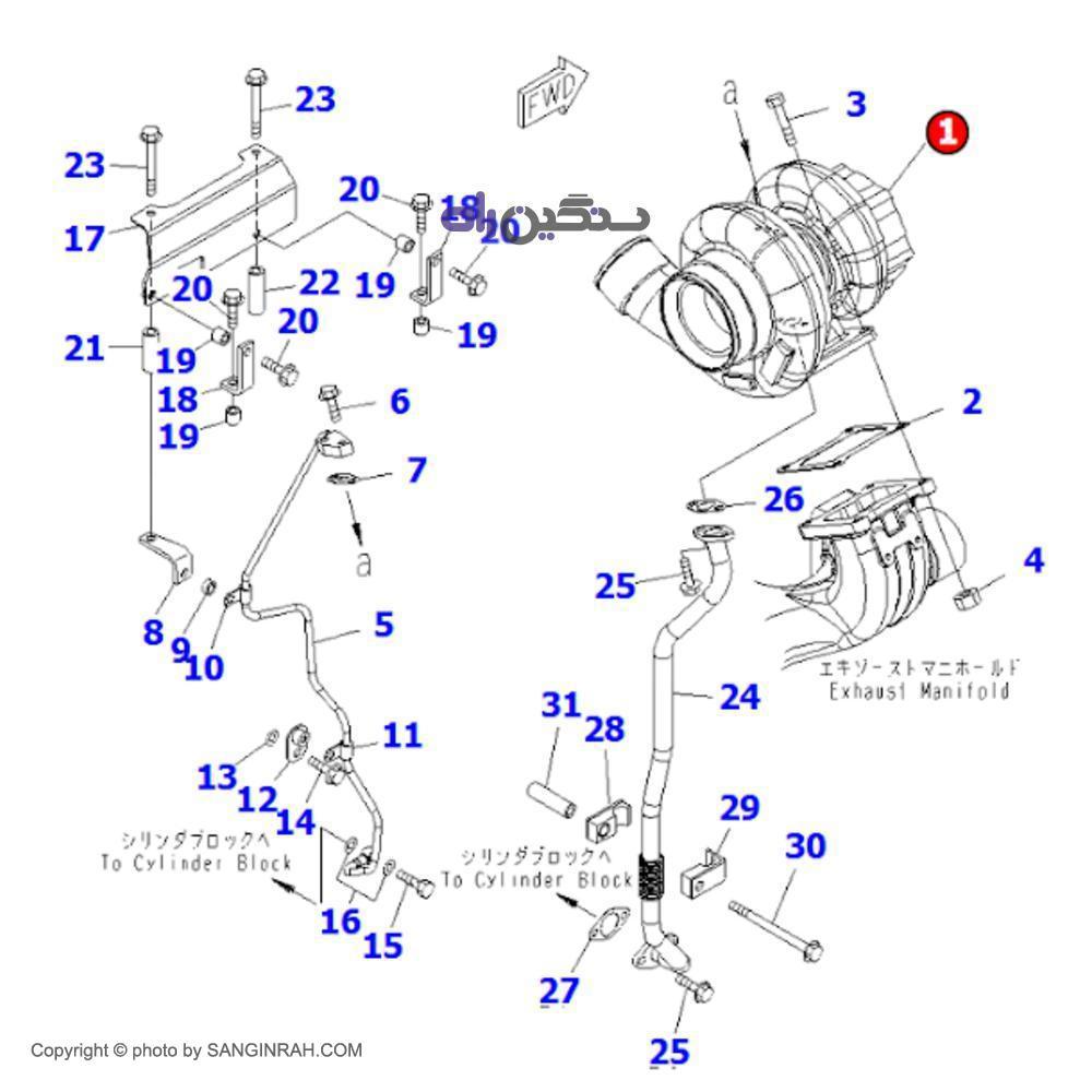 توربو شارژر موتور کوماتسو 6D 170 E-5