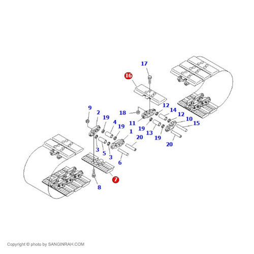 کفشک زنجیر بیل مکانیکی کوماتسو PC200-7