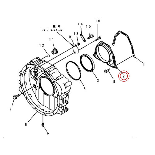 جا کاسه نمدی ته میل لنگ موتور کوماتسو 6D102