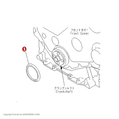 کاسه نمد سر میل لنگ موتور کوماتسو 6D102