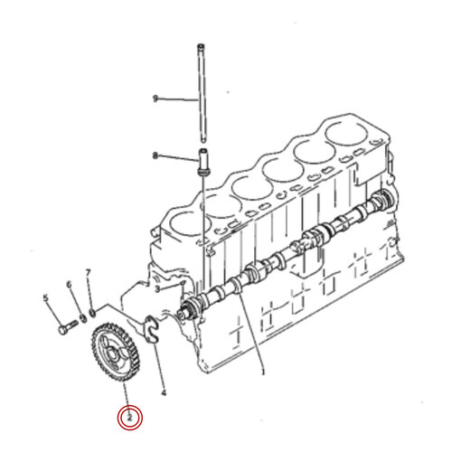 دنده سر میل سوپاپ موتور بیل مکانیکی کوماتسو PC200-1