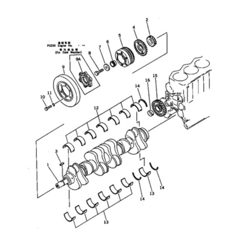 یاتاقان ثابت و متحرک موتور کوماتسو 6D 105