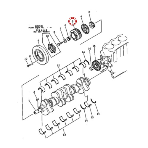 پولی سر میل لنگ بیل مکانیکی کوماتسو PC200-1