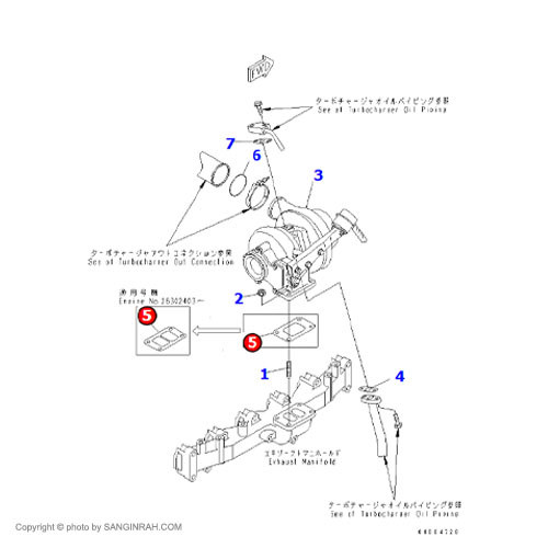 واشر توربو شارژر موتور کوماتسو 6D102