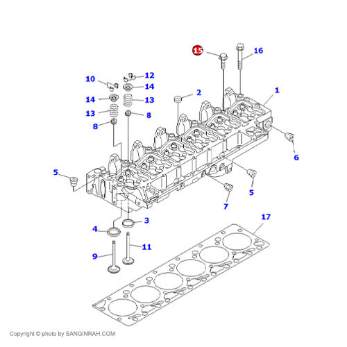 پیچ کوتاه سرسیلندر بیل مکانیکی کوماتسو PC200-7