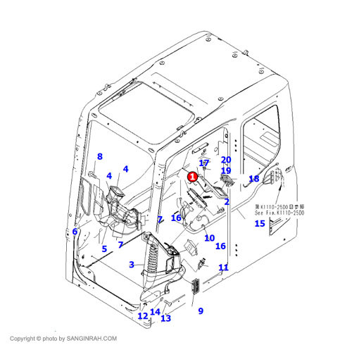 مانیتور بیل مکانیکی کوماتسو PC220-7 هفت کلید