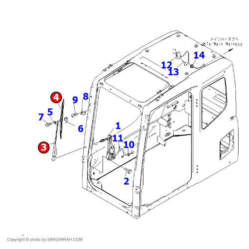 بازو و تیغه برف پاک کن بیل مکانیکی کوماتسو PC200-7