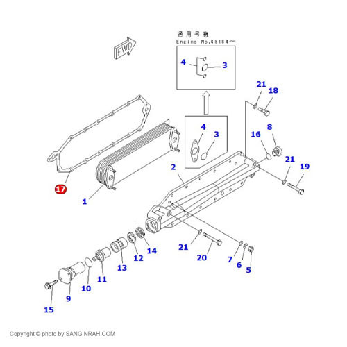 واشر کولر روغن موتور لودر کوماتسو WA 470-3