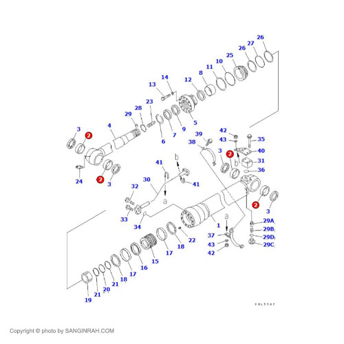 بوش سر و ته جک استیک بیل مکانیکی کوماتسو PC200-7