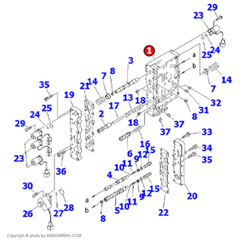 بلوک شیر کنترل گیربکس لودر کوماتسو WA 470-3
