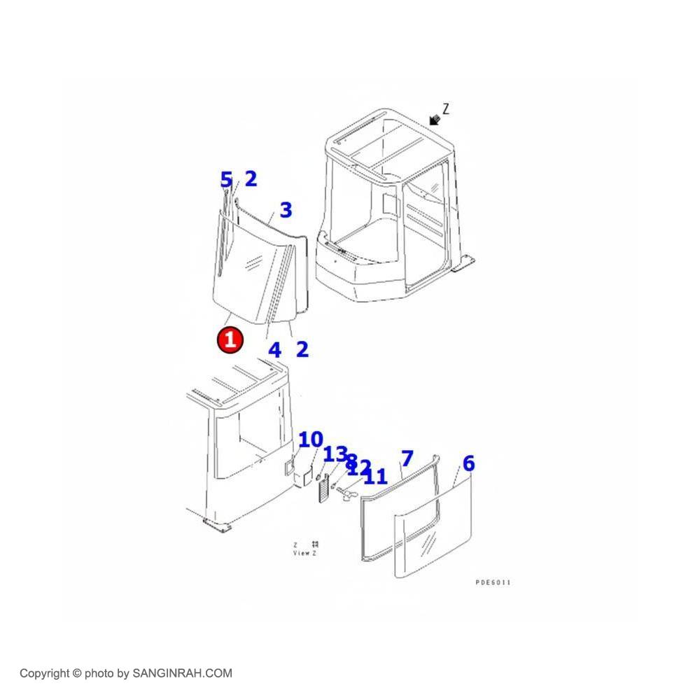 شیشه جلو کابین لودر کوماتسو WA 470-3