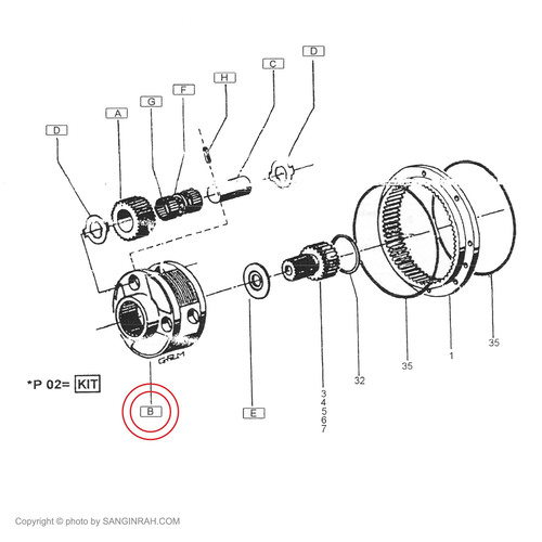 کاریر گیربکس گردان بزرگ بیل مکانیکی هپکو HE100