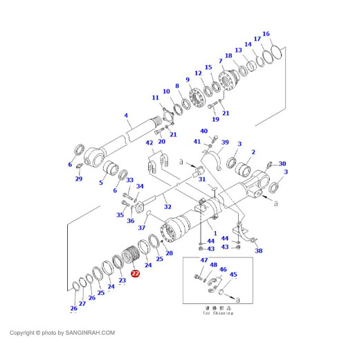پیستون جک خالی کن بیل مکانیکی کوماتسو PC200-7