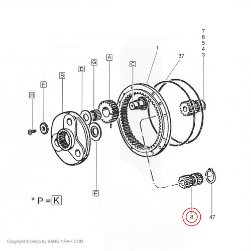 سرپلوس گیربکس گردان بیل مکانیکی هپکو HE100