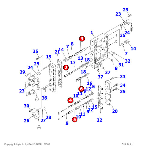 انواع اسپول شیر کنترل گیربکس لودر کوماتسو WA 470-3