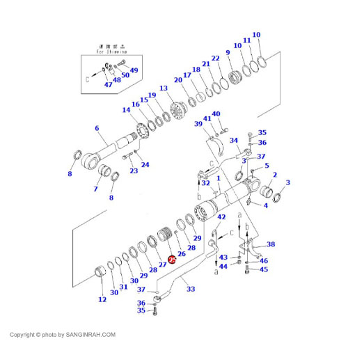 پیستون جک بالابر بیل مکانیکی کوماتسو PC400-7