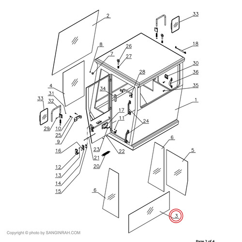 شیشه پشت کابین غلتک هپکو HC100