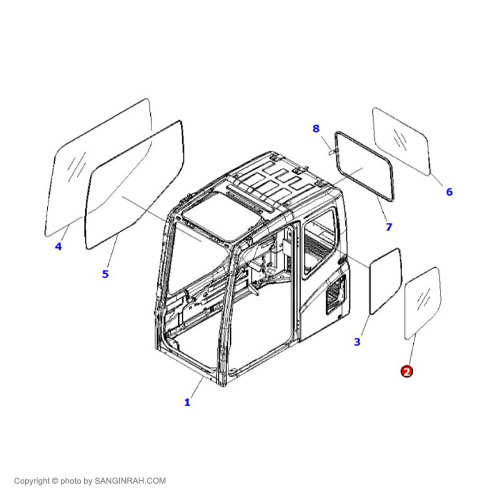شیشه پنجره کابین بیل مکانیکی کوماتسو PC200-7