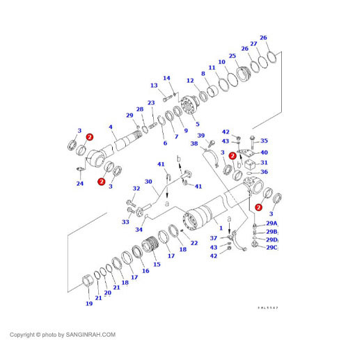 بوش سر و ته جک استیک بیل مکانیکی کوماتسو PC200-7