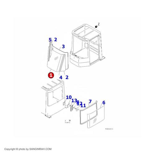 شیشه جلو کابین لودر کوماتسو WA 470-3
