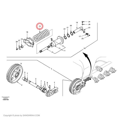 فنر زنجیر سفت کن چرخ بیل مکانیکی ولوو EC240