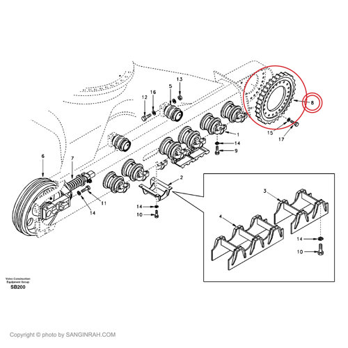 دنده اسپراکت بیل مکانیکی ولوو 240