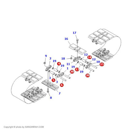 پین و بوش لینک زنجیر بیل مکانیکی کوماتسو PC200-7