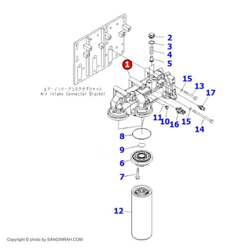 پایه فیلتر روغن موتور کوماتسو 6D 170 E-5
