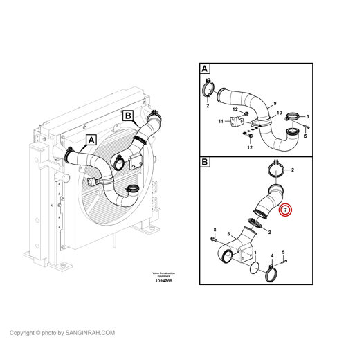 شلنگ اینتر کولر به منیفولد هوا بیل مکانیکی ولوو EC 210 BLC