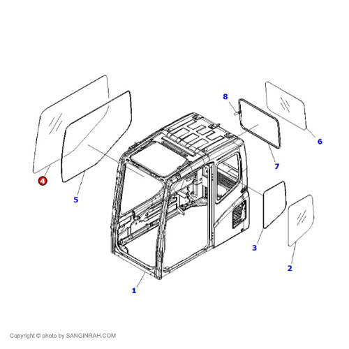 شیشه بغل کابین بیل مکانیکی کوماتسو PC200-7