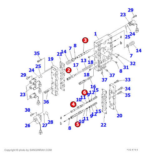 انواع اسپول شیر کنترل گیربکس لودر کوماتسو WA 470-3