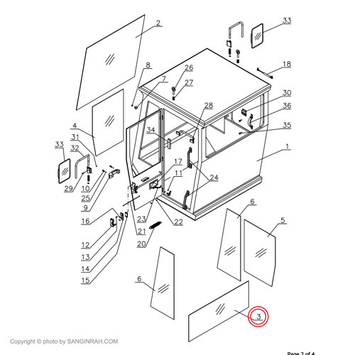 شیشه پشت کابین غلتک هپکو HC100